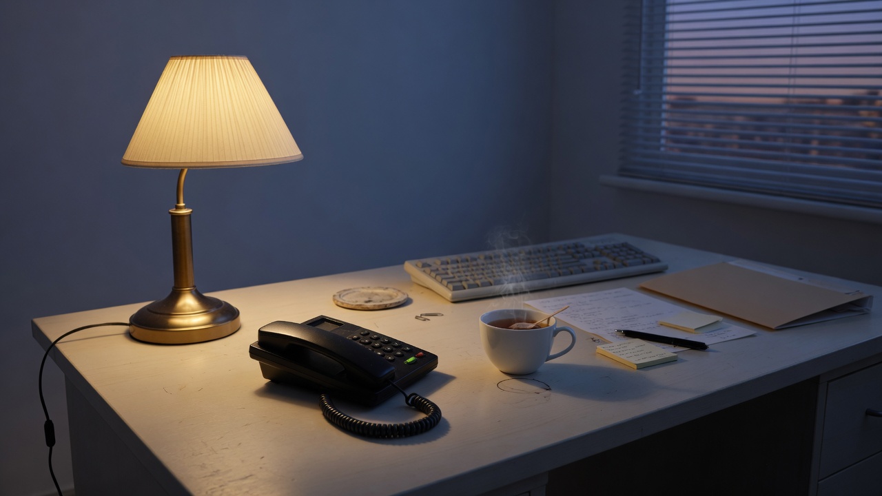 An office desk after hours
